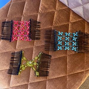 Pink, blue, green, hair clips